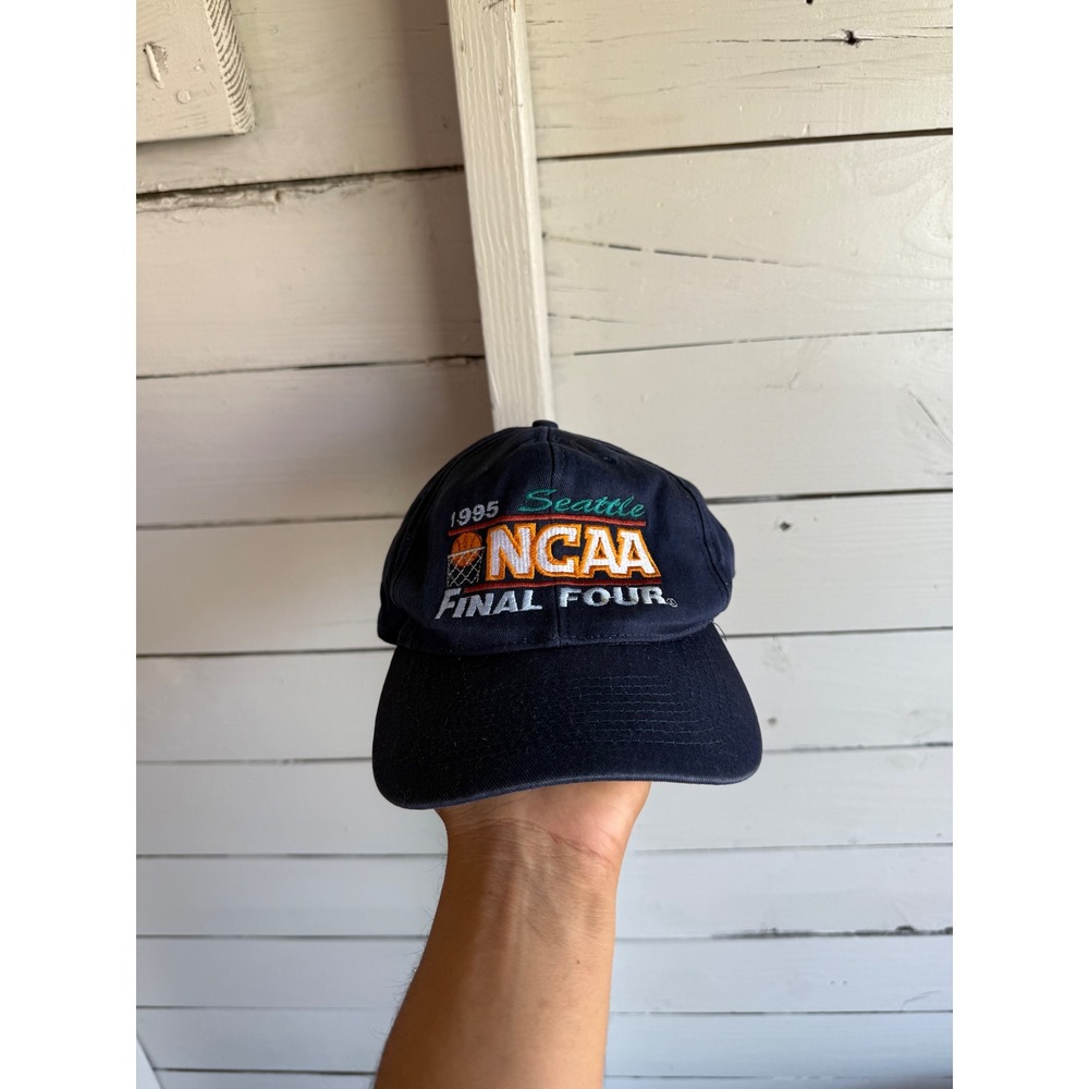 Vintage 1995 NCAA Final Four Seattle Basketball Snapback Hat Navy Blue Cap